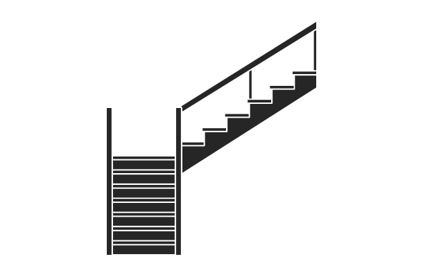 Schéma escalier quart tournant